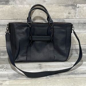 LONGCHAMP 3D Medium Leather Satchel Bag - Midnight Blue